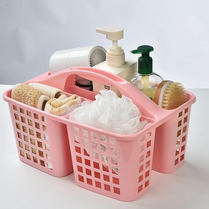 Portable Shower Caddy Basket,Convenient Cleaning Supplies Organizer with Compartments and Handle,Ideal for Bathroom, Bedroom, Kitchen, College Dorm,Garden,etc.pink-2 Pcs