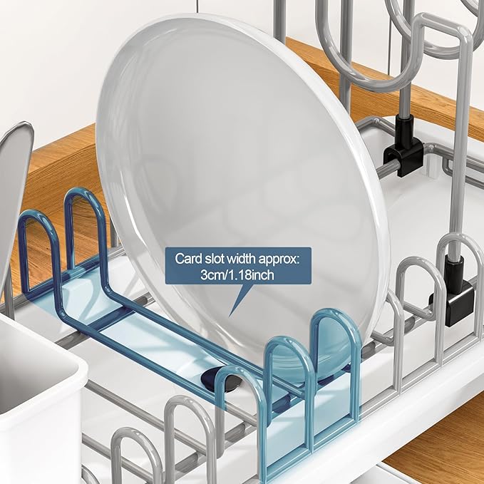Compact Dish Drying Rack with Utensil Holder – Small Countertop Dish Drainer with 360° Rotating Drain Spout, Stainless Steel Dish Rack for Kitchen Sink, Space-Saving Design for Small Kitchen, White-NeatNest