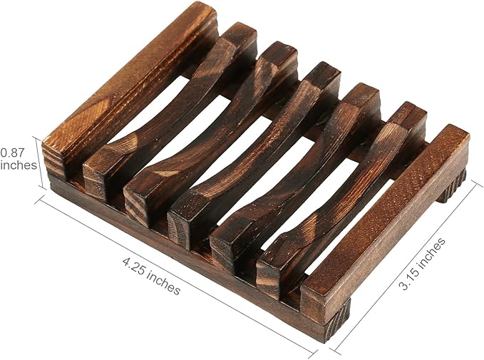 Anwenk 3Pack Soap Dish Wooden Soap Saver Holder Soap Tray for Bathroom Shower Rectangular Sink Drainer Hand Craft for Soap,Sponges and More-NeatNest
