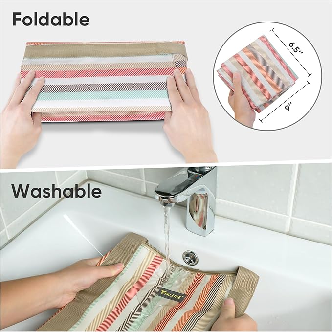 BALEINE Extra Large Storage Tote with Zippers & Carrying Handles, Heavy-Duty Oxford Fabric Moving Bags for Laundry, Space Saving, Storage, 2-Pack, Color Stripe