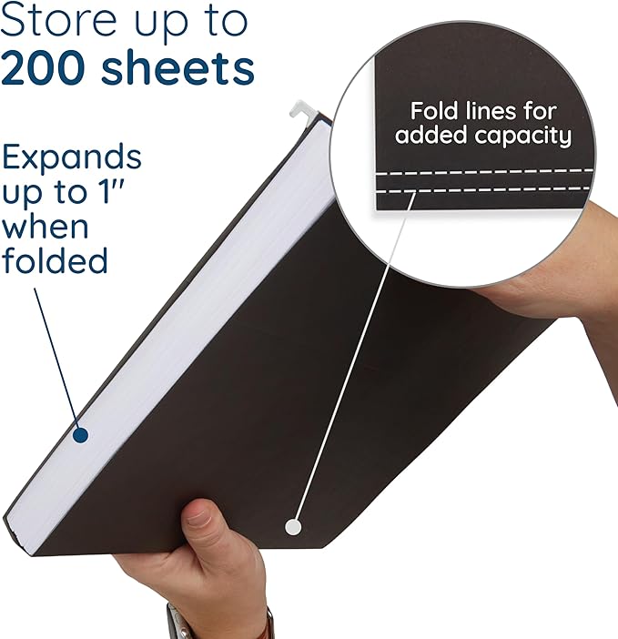 Blue Summit Supplies Hanging File Folders, 25 Reinforced Hang Folders, Designed for Home and Office Color Coded File Organization, Letter Size, Black, 25 Pack-NeatNest