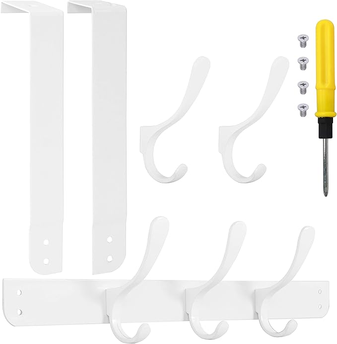 SKOLOO Over The Door Hook, Door Hanger Hooks for Hanging Clothes, Towels, Coats, Hats, Over The Door Towel Hook - White, Assembly Required