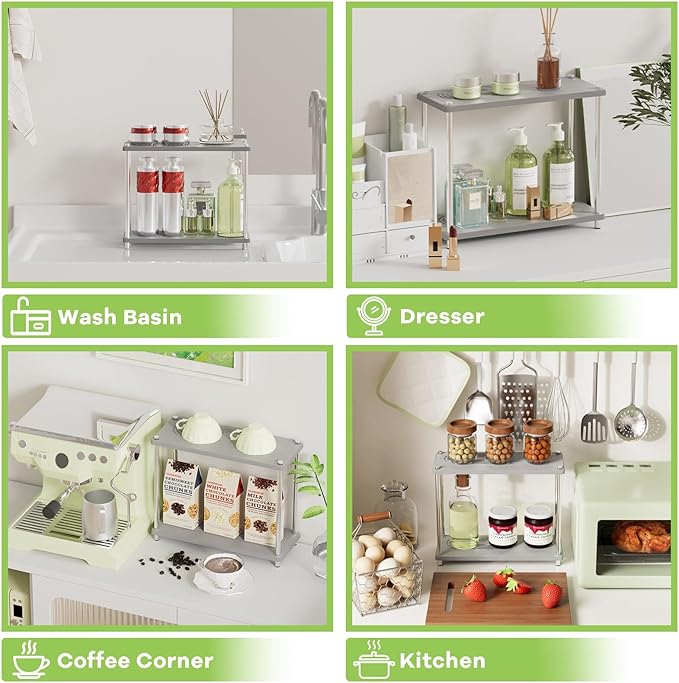 Bathroom Countertop Organizer Water Absorbing Stone Bathroom Organizer 2 Tier Skincare Organizer with Perfume & Makeup