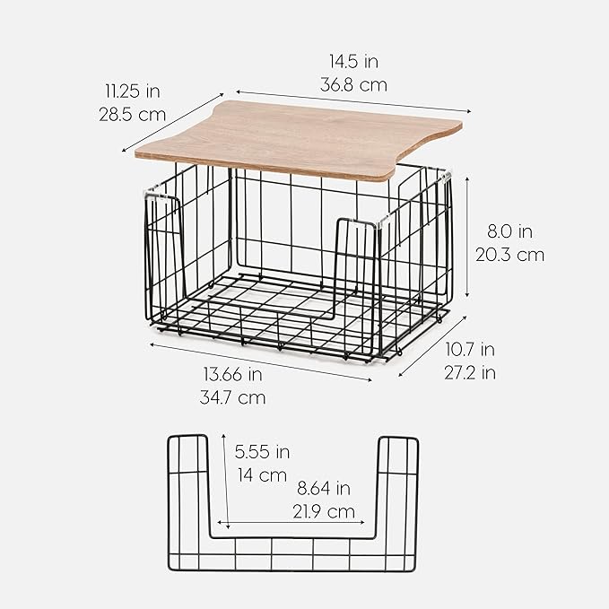 IRIS USA Wire Basket for Pantry Organizers and Storage, 2 Pack, Potato and Onion Storage, Easy Assembly, Stackable Storage Bins, Kitchen Cabinet Bathroom Shelf Organizers for Veggie, Fruit, Snack