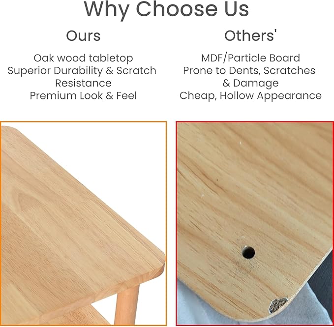 LUCKNOCK Solid Wood Side Table, Small Vintage End Table, Narrow Couch Side Table with Storage, Skinny Nightstand Bedside Table for Small Spaces, Bedroom, Living Room, Farmhouse, No-Tool Assembly.