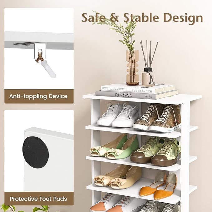 Tangkula 8-Tier Vertical Shoe Rack, Space-Saving Corner Shoe Organizer for 14 Pairs, Narrow Shoe Storage for Entryway, Front Door, or Closet-NeatNest