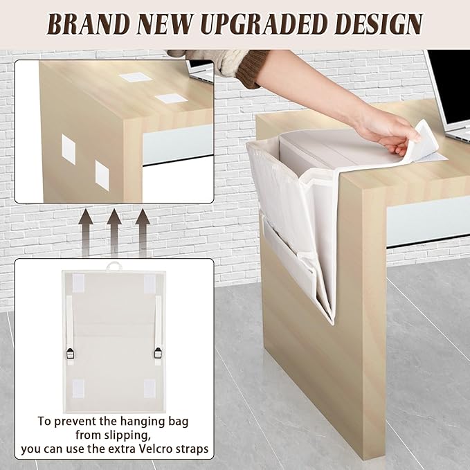 Bedside Caddy Bedside Storage Organizer Bedside Organizer with Power Strip Holder and 2 Adjustable Straps for Home Bunk Bed College Dorm Sofa (2 Pack White)-NeatNest