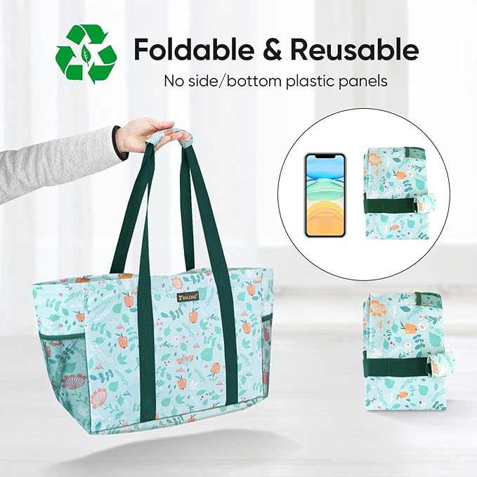 BALEINE Soft 9 Gallon Extra Large Utility Tote, Foldable Reusable Storage Bag (Spring Stroll)-NeatNest