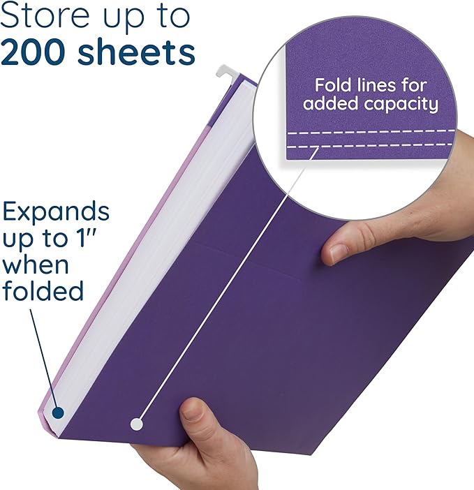 Blue Summit Supplies 25 Jewel Tone Hanging File Folders Letter Size with Tabs, Reinforced Hanging File Folders Jewel Tone, Includes Plastic Tabs and Inserts-NeatNest