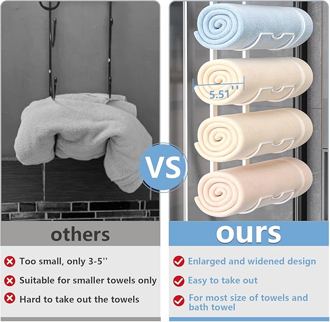6-Tier Over The Door Towel Rack,Towel Racks for Bathroom, Metal Towel Holder with Storage Basket,Towel Rack for Rolled Towels,Bathroom Shelves,White