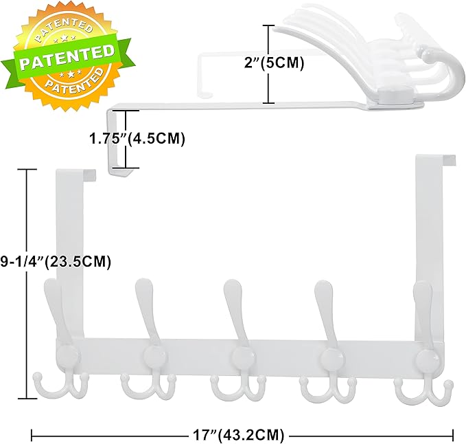 Dseap Over The Door Hook Hanger - 5 Tri Hooks, Heavy Duty Over The Door Towel Rack Coat Rack for Clothes Hat Towel, Rose Gold