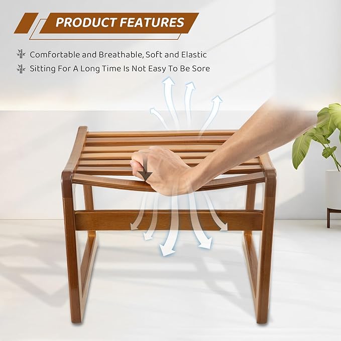 Bamboo Step Stool for Kids - Foot Rest Shoe Changing Stool for Living Room, Bedroom, Garden Leisure, Outdoor (Brown)