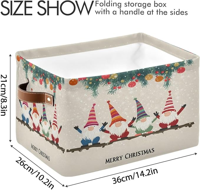 Cute Snow Dot Storage Basket,Large Storage Bin Fabric Collapsible Organizer Bag with Handles 15x11x9.5 inch-NeatNest