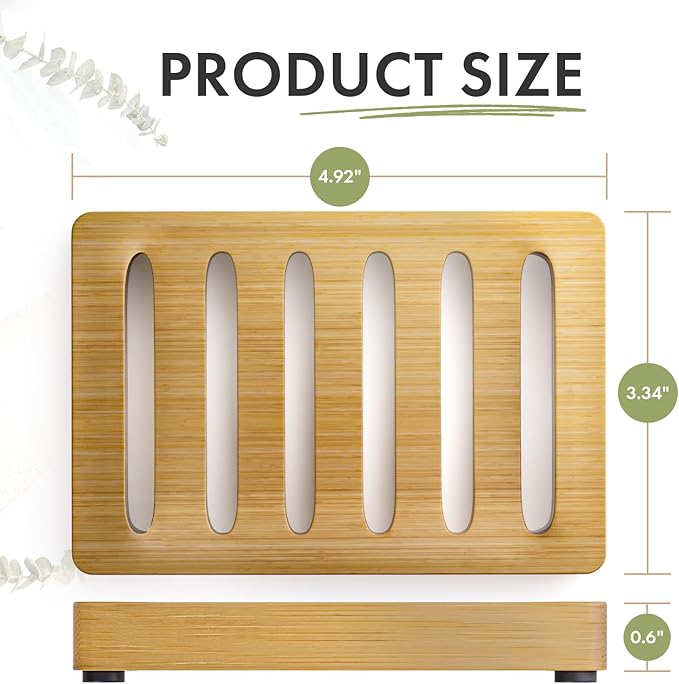 AmazerBath Soap Holder, Bamboo Soap Dish, Wooden Soap Holder Soap Dish, 2 Pack Bamboo Soap Holder, Soap Dishes for Bar Soap, Wooden Soap Tray, Kitchen Soap Tray Self Draining (Wooden Color)-NeatNest
