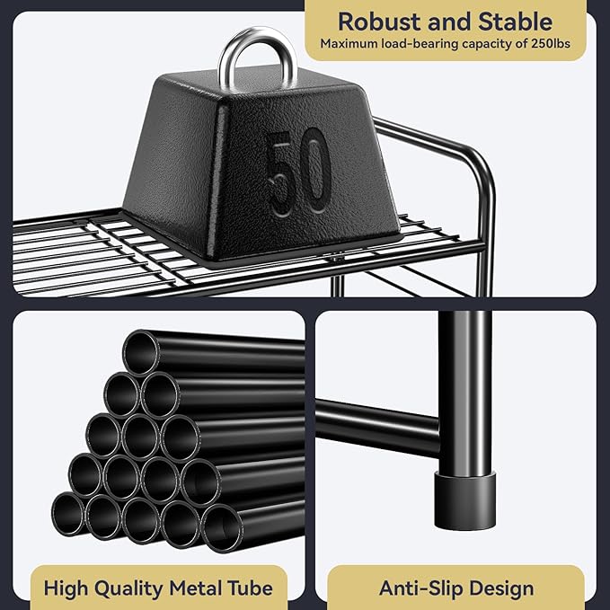 5-Tier 27” Wide Shoe Rack for Closet, Metal Stackable Shoe Shelf Organizer, Holds 18 Pairs Large Capacity, Black-NeatNest