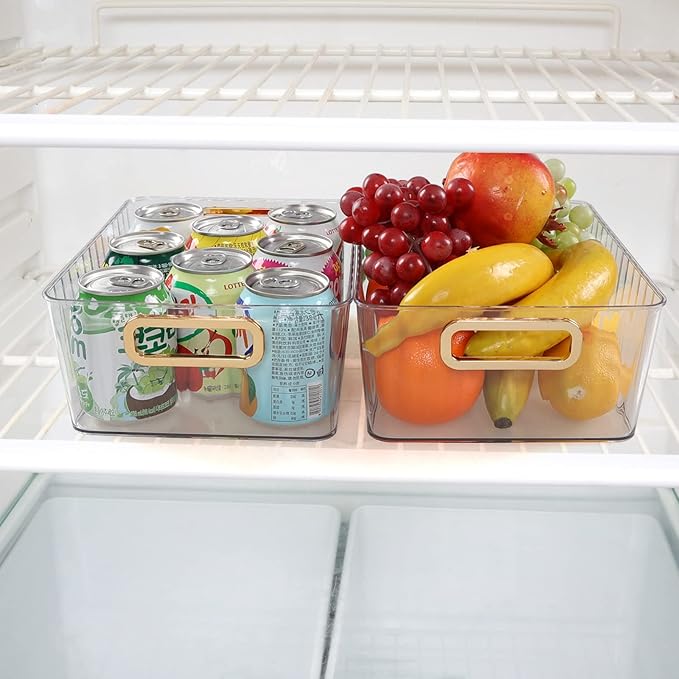 4-pack Clear Pantry Organizer Bins, Kitchen Cabinet Fridge Organizer Basket Bins