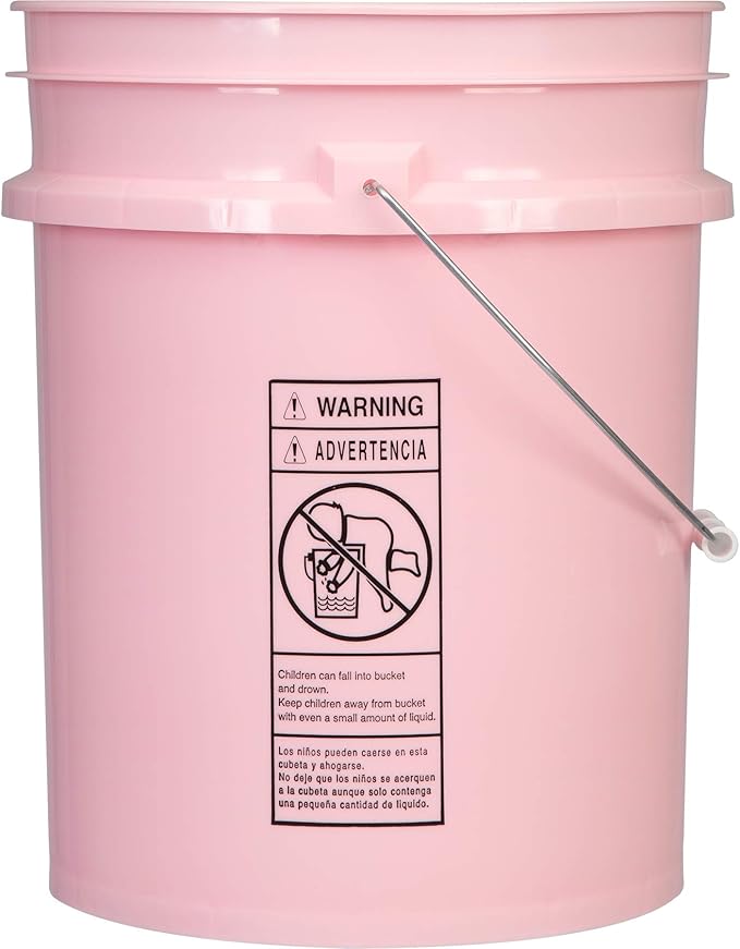 House Naturals 5 Gallon Pink Food Grade - BPA Free- Made in USA - Bucket Pail with Air Tight Screw On Lid
