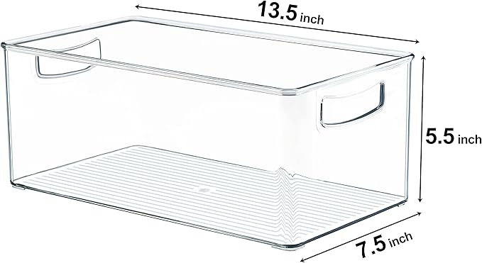 Hudgan 2 Pack Deep Freezer Organizer Bins, Straight Side Stackable Chest Freezer Storage Bins, Pantry organizers and Storage, Food-Grade Plastic