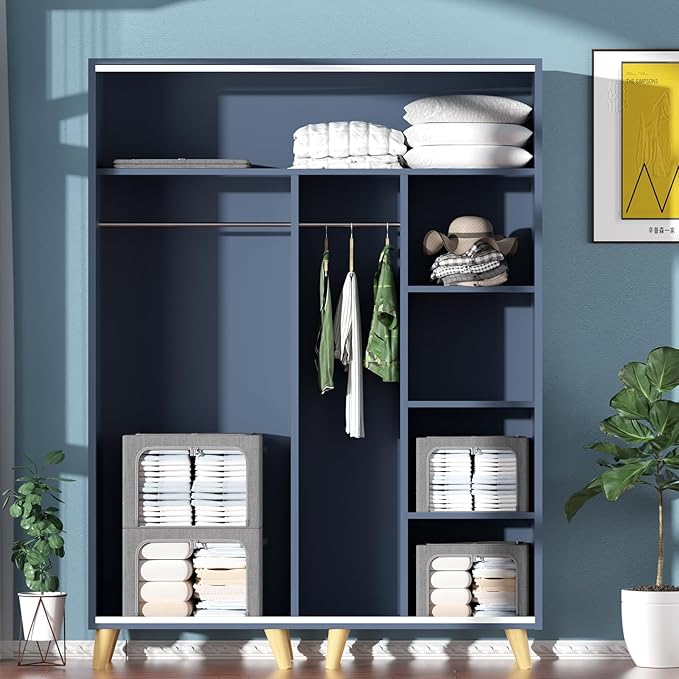 Clothes Storage Bins Box - Linen Fabric Foldable Stackable Container Organizer Set with Clear Window & Carry Handles & Metal Frame - 2Pack Large Capacity for Bedding, Blankets, Books-NeatNest