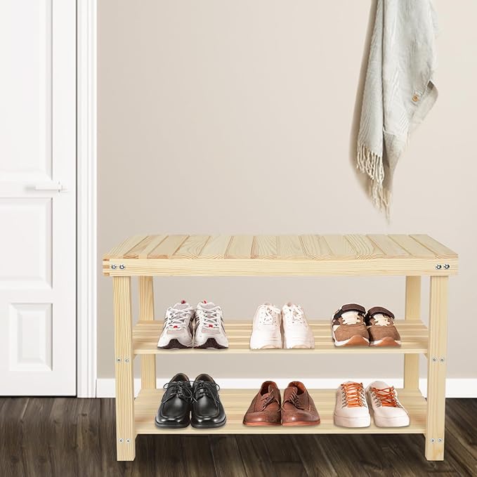Shoe Rack Bench, 3 Tier Sturdy Shoe Bench, Storage Shoe Organizer, Holds up to 350lbs for Entryway Organizer Bedroom Living Bathroom Room Balcony.