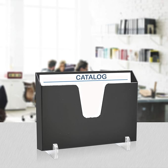 Acrimet Pocket File Holder Horizontal Design Brochure Display (for Wall Mount or Countertop Use) (Removable Supports Included) (Letter Size) (Black Color)