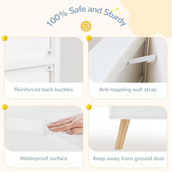 Curipeer Kids Bookshelf and Toy Storage, 3-Tier Wooden Open Bookcase, Baby Book and Toy Storage Display Organizer with Spacious Top Shelf for Children, Family, White(Large Size)-NeatNest