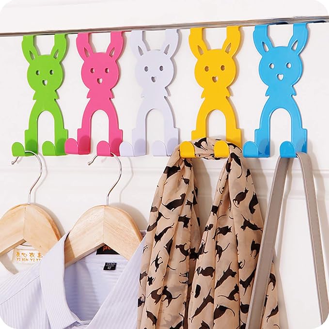 eywlwaar Cute Over The Door Hooks Sturdy Metal Single Hooks for Hanging Coats,Towels,Clothes and More 5 Pack