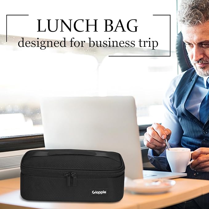 Gloppie Small Lunch Bag for Adults & Kids - Compact Insulated Lunch Box, Durable & Food-Grade Lining | Portable Cooler for Work, School, Travel (Black Honeycomb)-NeatNest