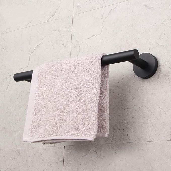 GERZ Contemporary 12-Inch Towel Bar Bath Hand Towel Holder SUS 304 Stainless Steel Wall Mounted Bathroom Organizer Matte Black AG1101C30.5-BK
