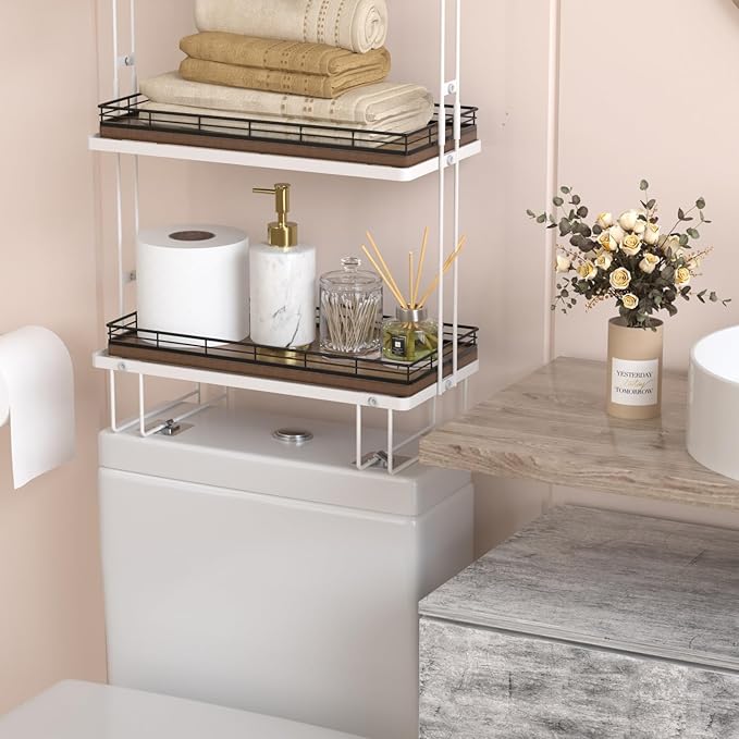 Acacia Bathroom Toilet Tank Tray, 13" Wood Toilet Paper Storage Basket Back of Toilet Basket Organizer, Vanity Tray for Perfume Makeup Candle Kitchen Counter Coffee Table Decor-NeatNest
