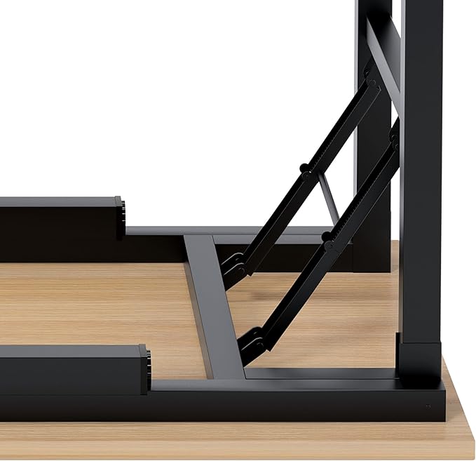 DlandHome Computer Desk, 59.8Inch Office Desk Computer Table, Study Writing Study Desk for Home Office, Teak and Black-NeatNest