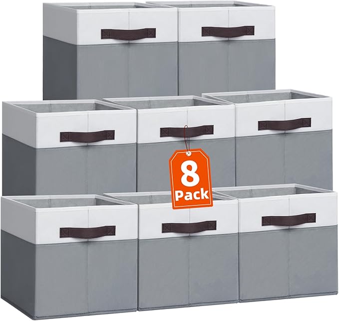 Criusia Storage Cubes 8 pack - 11 inch Fabric Bins for Organizing Clothes Toys Blanket - Versatile Storage Baskets for Shelves - Home Organization for Bedroom RV Closet-NeatNest