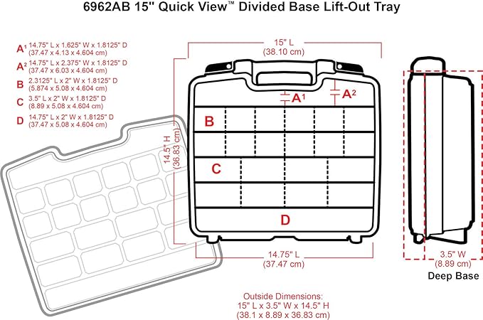 ArtBin 6962AB Quick View Deep Base Carrying Case with Removable Dividers and Tray, Portable Art & Craft Storage Box, 15", Clear