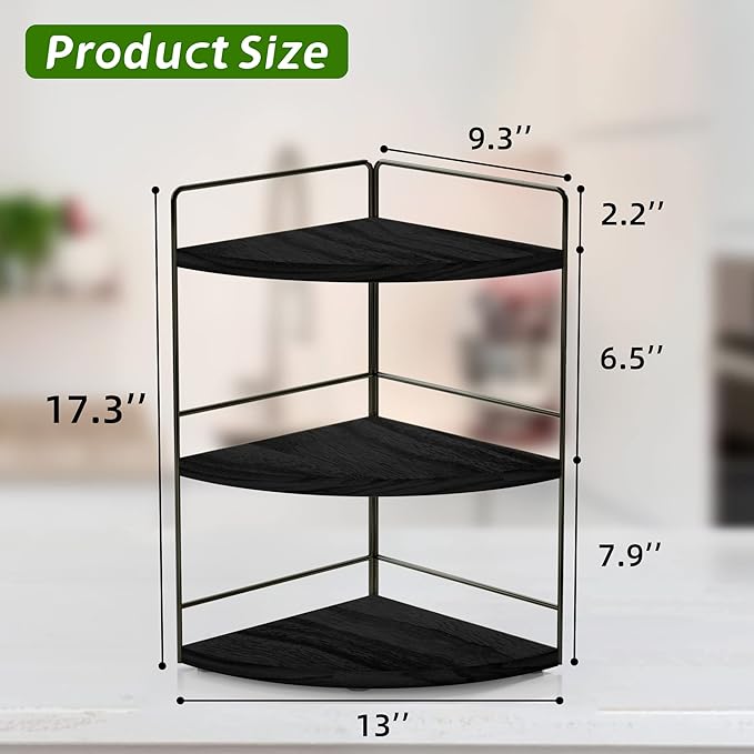 ZGO 3-Tier Bathroom Organizer Countertop, Corner Bathroom Counter Organizer, Makeup Organizer for Vanity Skincare Organizers and Storage, Bathroom Counter Storage(Black)-NeatNest