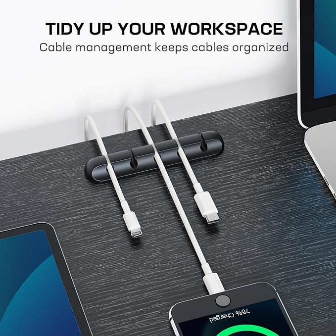 HUANUO Dual Monitor Stand Riser With Cable Clip - Desktop Storage Shelf Organizer for 2 Monitors, Computer, Laptop, Printer, TV