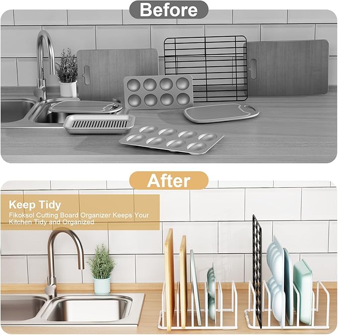Cutting Board Organizer, 2Pcs Cutting Board Holder Rack Baking Cookie Pan Sheets Cooling Small Racks Storage Stand for Kitchen Cabinet Countertop Bakeware Organizer 7.87 x 7.2 x 3.15 White-NeatNest