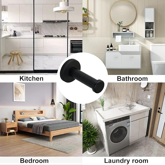 Bath Towel Hooks, 10 Pack Round Coat Hooks, Sturdy Wall Mounted Robe Hook, SUS 304 Stainless Steel Heavy Duty Clothes Hanger, Wall Towel Hooks for Bathroom Bedroom Kitchen(3 in, Black)