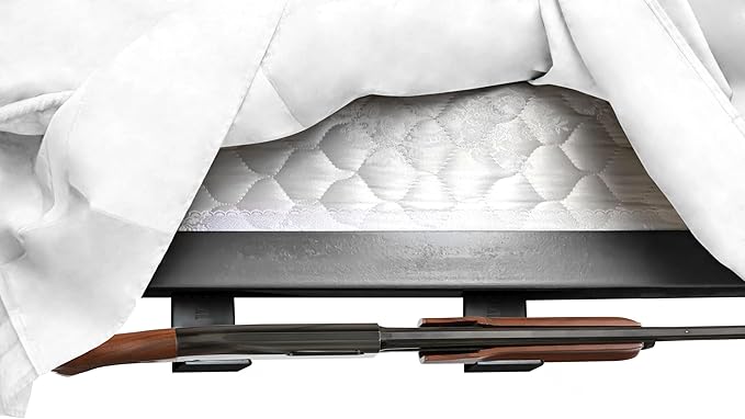 Dual Shelf - Concealed Under Bed Hidden Shelf for Baseball Bat, Shotgun, Rifle, Baton, Gun Or Golf Club - Ideal Concealed Gun Storage for Quick Access Self Defense Items - Sold in Pairs-NeatNest