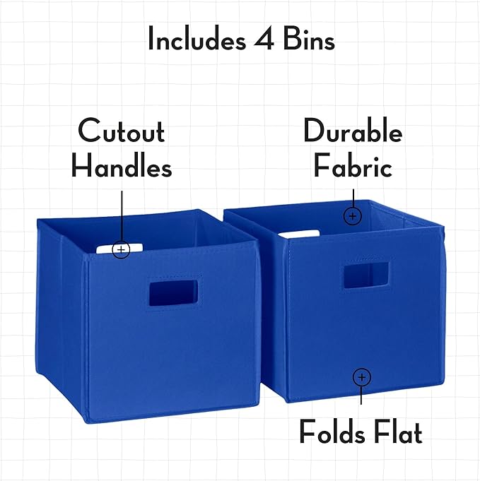 RiverRidge Folding Storage Bins with Handles Blue Cube Storage Organizer for Closet, Bedroom & Playroom - Closet Organizers and Storage Set of 4-NeatNest