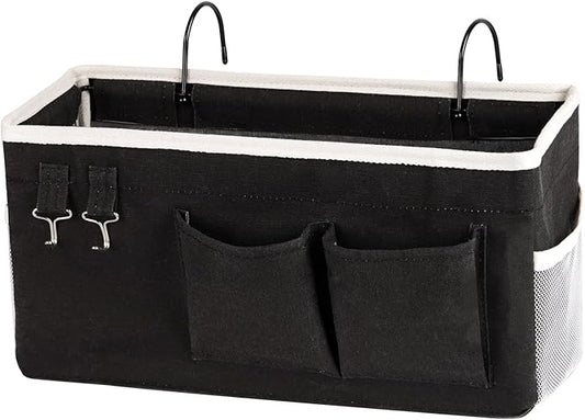 Bedside Storage Caddy/Bedside Hanging Storage Bag for Headboards Bunk Beds Dorm Rooms Book Phone Magazine Holder (Black)-NeatNest