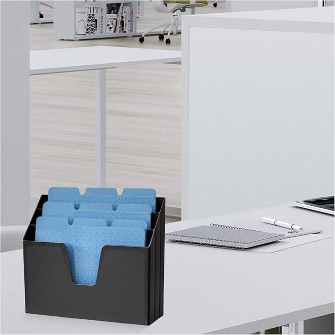 Acrimet Horizontal Triple File Folder Holder Organizer (Black Color)