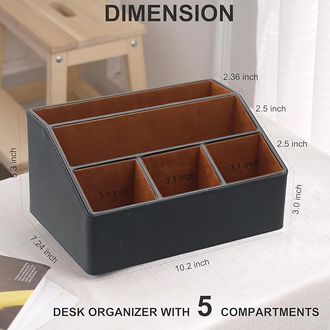 Desk Organizer, Mail Organizer Countertop, Bills Organizer, Mail Sorters, Magazine Holder, Desk Organizer and Accessories for Office Supplies, Brown, Black-NeatNest