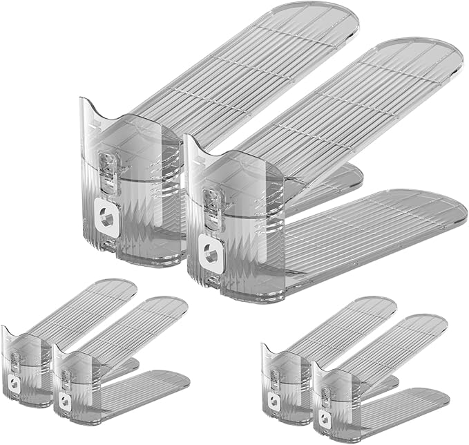 CiBiZi Clear Shoe Slots Organizers 6Pack Shoe Stacker Organizer for Closet Shoe Stackers for a Pair of Shoes Shoe Display Shelf Organizador de Zapatos Shoe Rack Holders Space Saver Grey-NeatNest