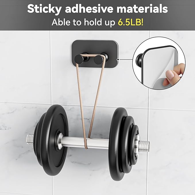 Adhesive Shower Hooks for Bathroom - Heavy Duty Hooks for Towel, Shaver, Robe and Loofah, Razor Holder, Wall Mounted, Black, 4 Pack