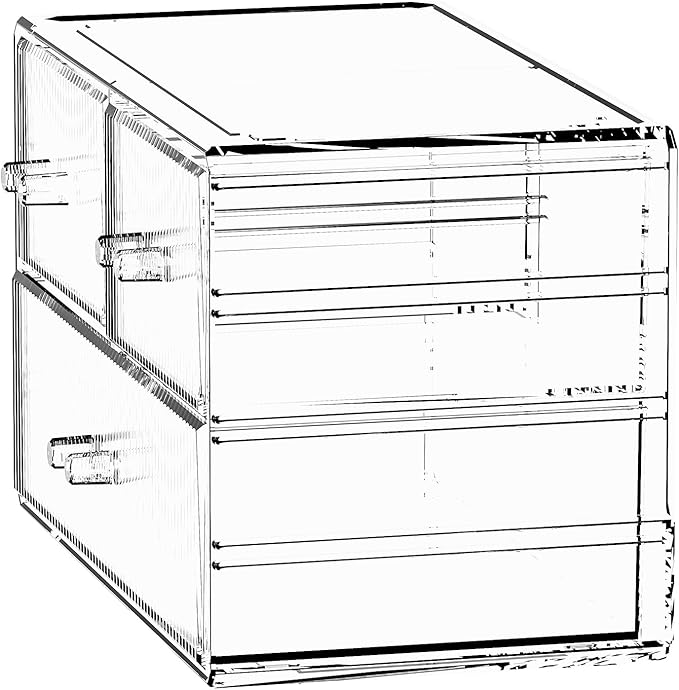 ZHIAI Stackable Storage Drawers, Acrylic Bathroom Counter Organizer Clear Makeup Organizers for Vanity, Kitchen Cabinets, Bathroom, Undersink, Home Organization and Storage (3 Drawers, Pattern A)-NeatNest
