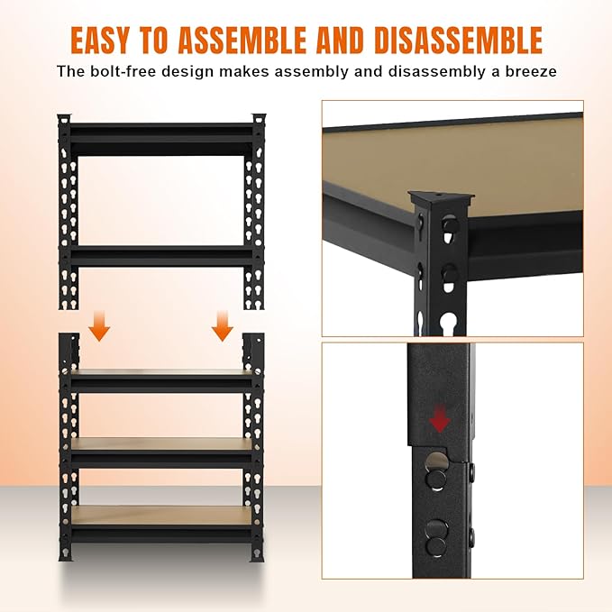 BIG RED Storage Shelving Unit, 5-Tier Adjustable, Heavy Duty Metal Garage Shelves/Utility Rack for Kitchen, Pantry, Basement, Bathroom, Laundry - 2,000 lbs Capacity, Black, 59" H x 28" W x 12" D-NeatNest