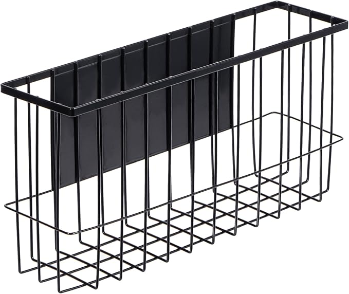 dedoot Magnetic Holder Locker 14.1"x 3.9"x 7" Strong Magnetic Black Mesh Holder Magnetic Basket Organizer Shelf Rack for Whiteboard,Fridge, Sponge, Recipe, Beverage,Refrigerator,Office File Foil-NeatNest