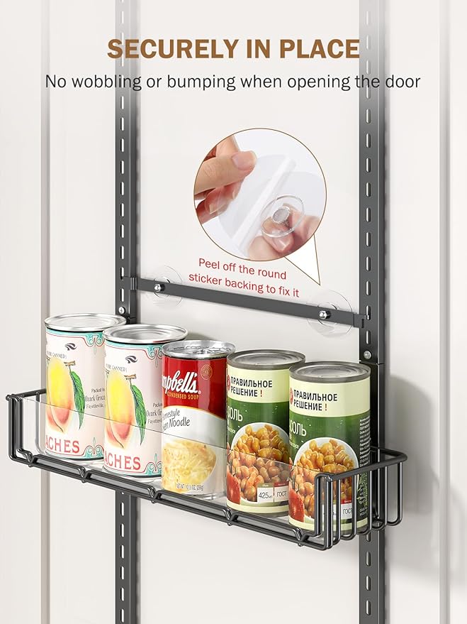 Delamu 9-Tier Over the Door Pantry Organizer with Acrylic Panel, Pantry Organization and Storage, Black Hanging Basket Wall Spice Rack Seasoning Shelves, Home Kitchen Bedroom Bathroom House Essentials-NeatNest