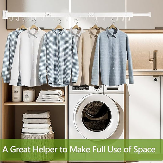 Clothes Drying Rack, Laundry Drying Rack Wall Mount, 3-Fold Wall Mounted Clothes Drying Racks for Hanging Clothes, Foldable & Sturdy Space Saver for Laundry Room -White-NeatNest