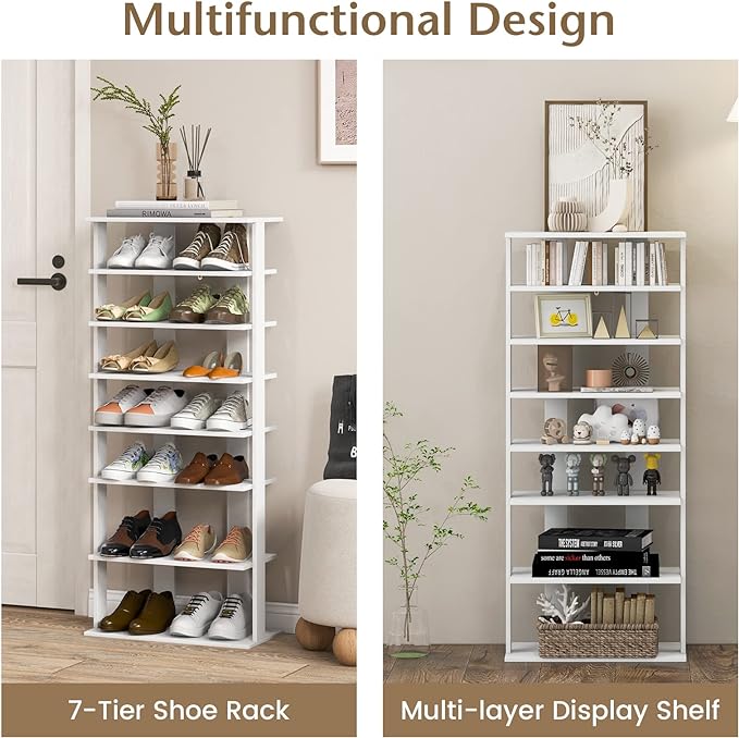 Tangkula 8-Tier Vertical Shoe Rack, Space-Saving Corner Shoe Organizer for 14 Pairs, Narrow Shoe Storage for Entryway, Front Door, or Closet-NeatNest